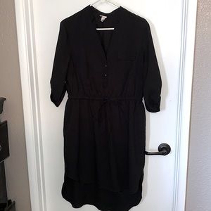 Solid black dress with gold button detail